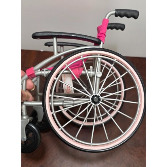 OG DOLL Pink Doll Wheelchair With Black Handles & Footrests - Picture 9 of 10